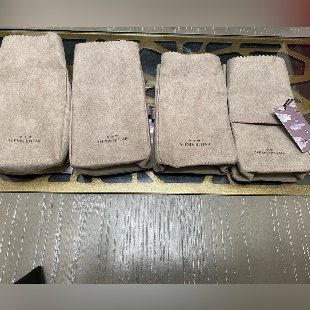 Four 2-Pocket Interior Alexis Bittar Jewelry Pouches-